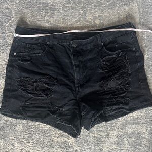 American Eagle Outfitters Black Ripped Jean Shorts
